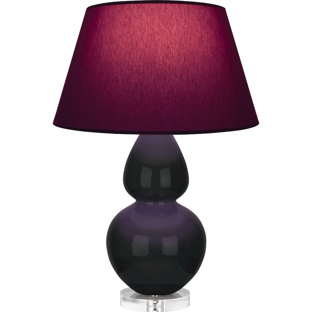 Obsidian Double Gourd Table Lamp in Obsidian Glazed Ceramic Color. Picture 1