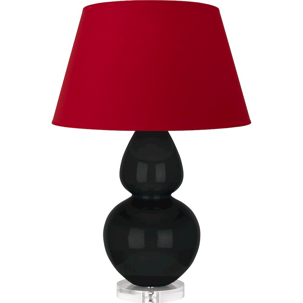 Obsidian Double Gourd Table Lamp in Obsidian Glazed Ceramic Color. Picture 1