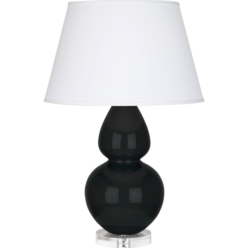 Obsidian Double Gourd Table Lamp in Obsidian Glazed Ceramic Color. Picture 1