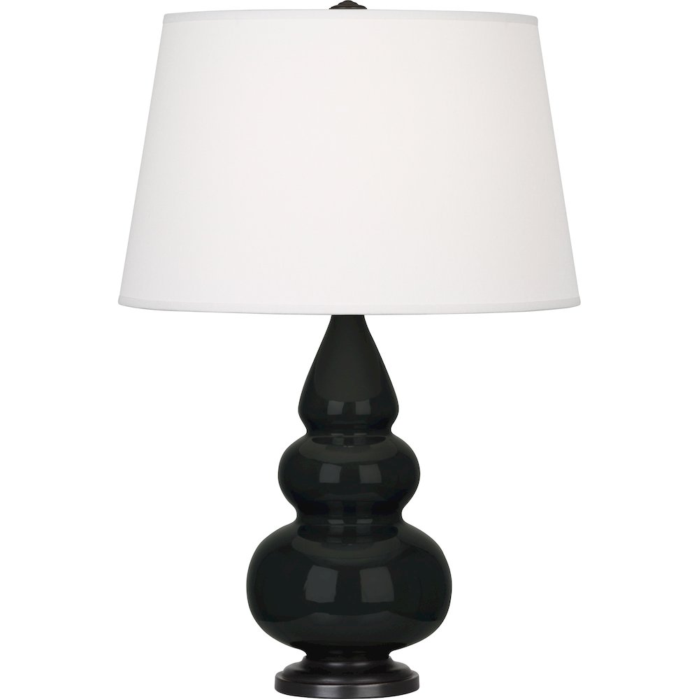 Obsidian Small Triple Gourd Accent Lamp in Obsidian Glazed Ceramic Color. Picture 1