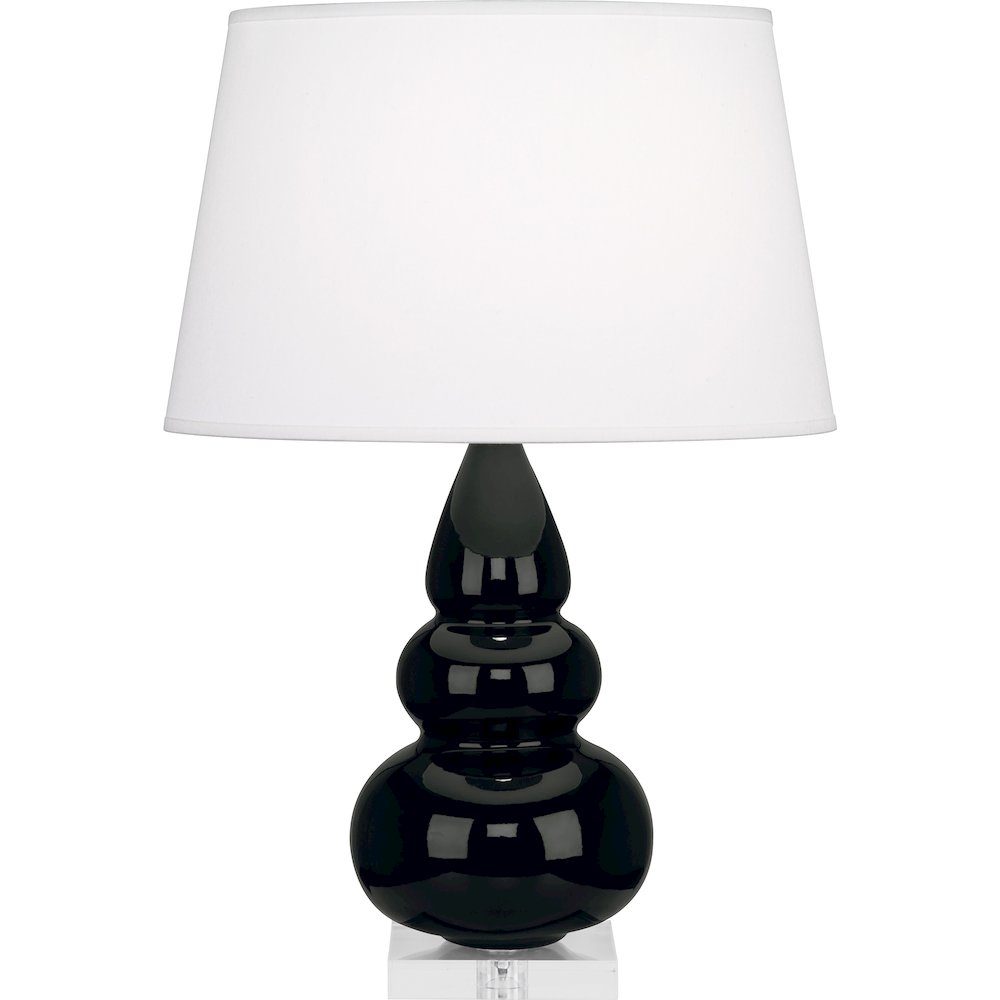 Obsidian Small Triple Gourd Accent Lamp in Obsidian Glazed Ceramic Color. Picture 1