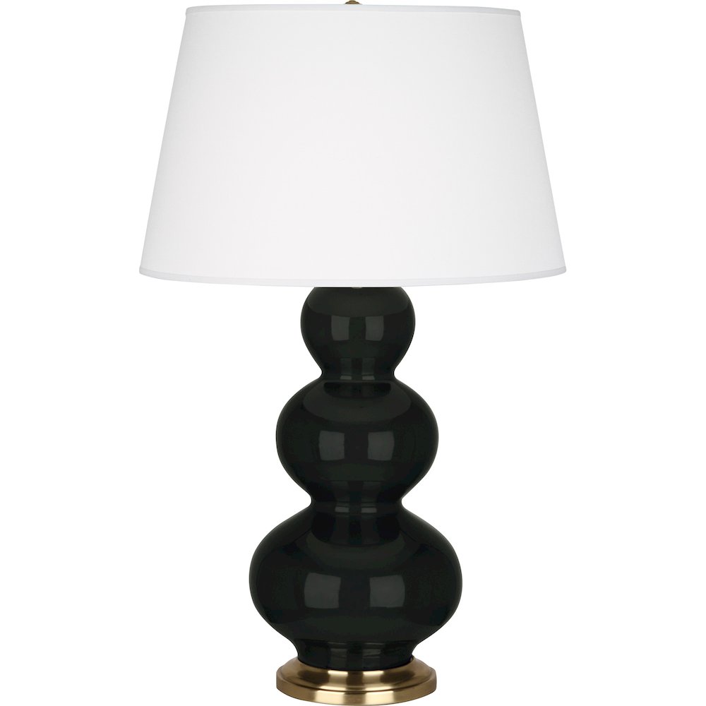 Obsidian Triple Gourd Table Lamp in Obsidian Glazed Ceramic Color. Picture 1