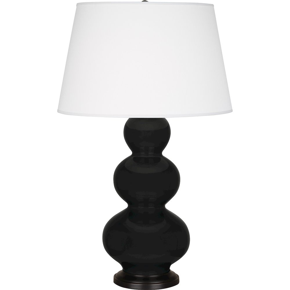 Obsidian Triple Gourd Table Lamp in Obsidian Glazed Ceramic Color. Picture 1