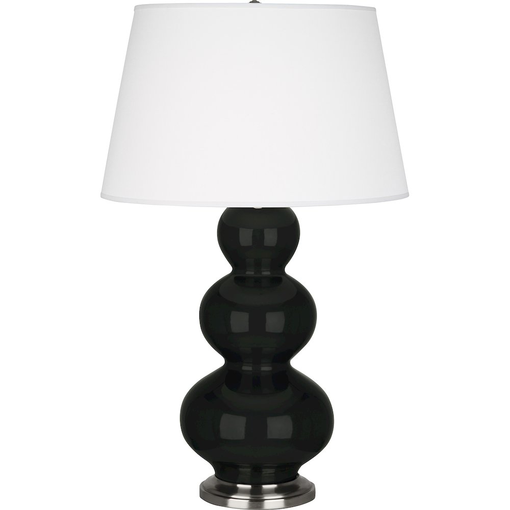 Obsidian Triple Gourd Table Lamp in Obsidian Glazed Ceramic Color. Picture 1