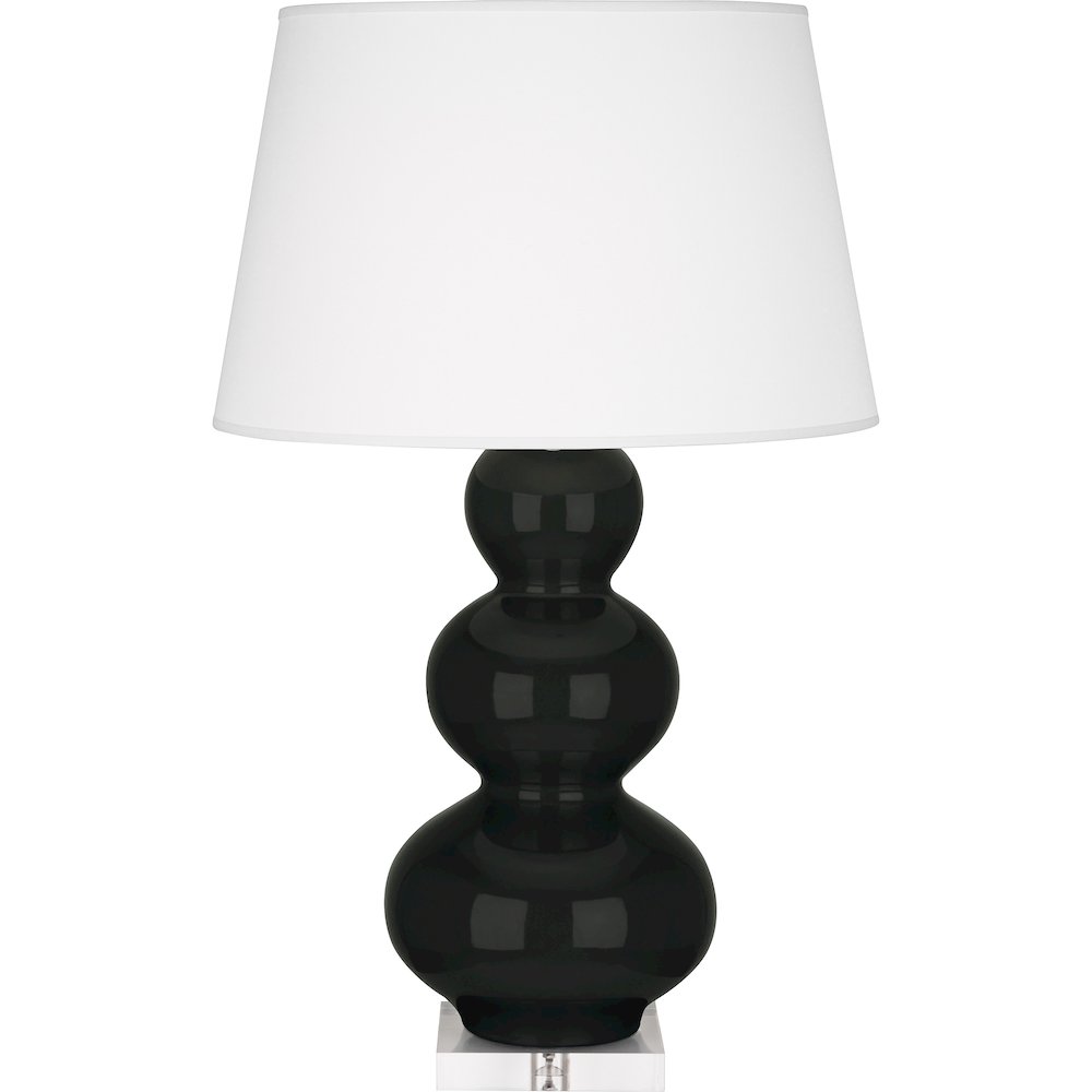 Obsidian Triple Gourd Table Lamp in Obsidian Glazed Ceramic Color. Picture 1