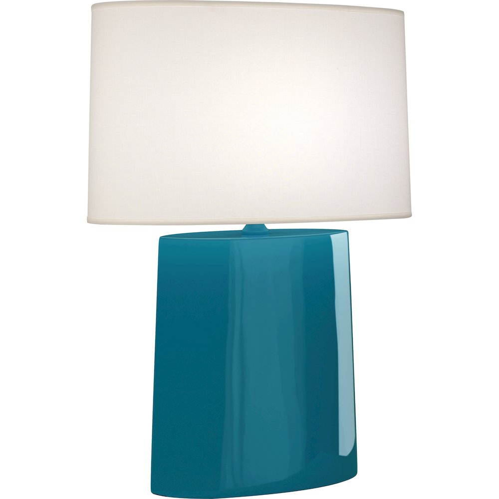 Peacock Victor Table Lamp in Peacock Glazed Ceramic Color. Picture 1