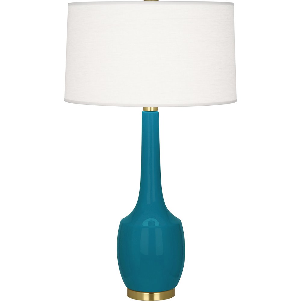 Peacock Delilah Table Lamp in Peacock Glazed Ceramic Color. Picture 1