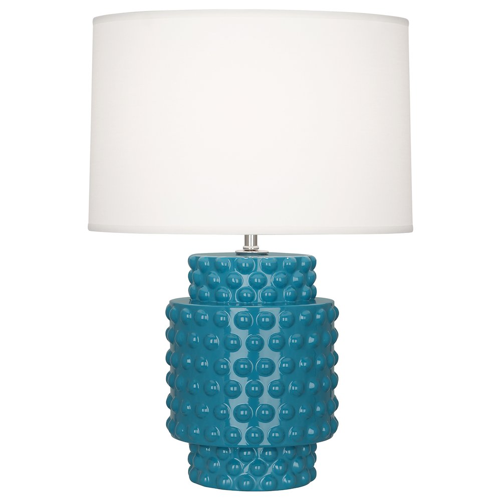 Peacock Dolly Accent Lamp in Peacock Glazed Textured Ceramic Color. Picture 1
