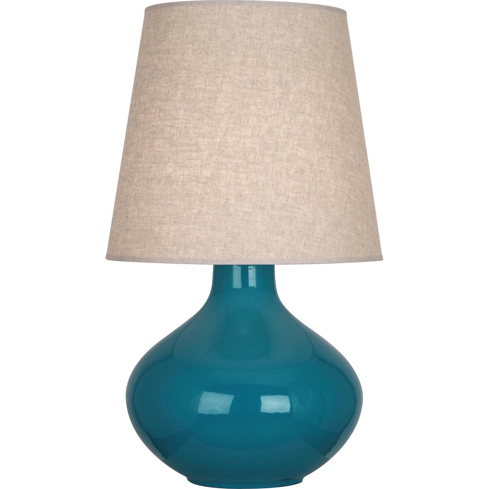 Peacock June Table Lamp in Peacock Glazed Ceramic Color. Picture 1