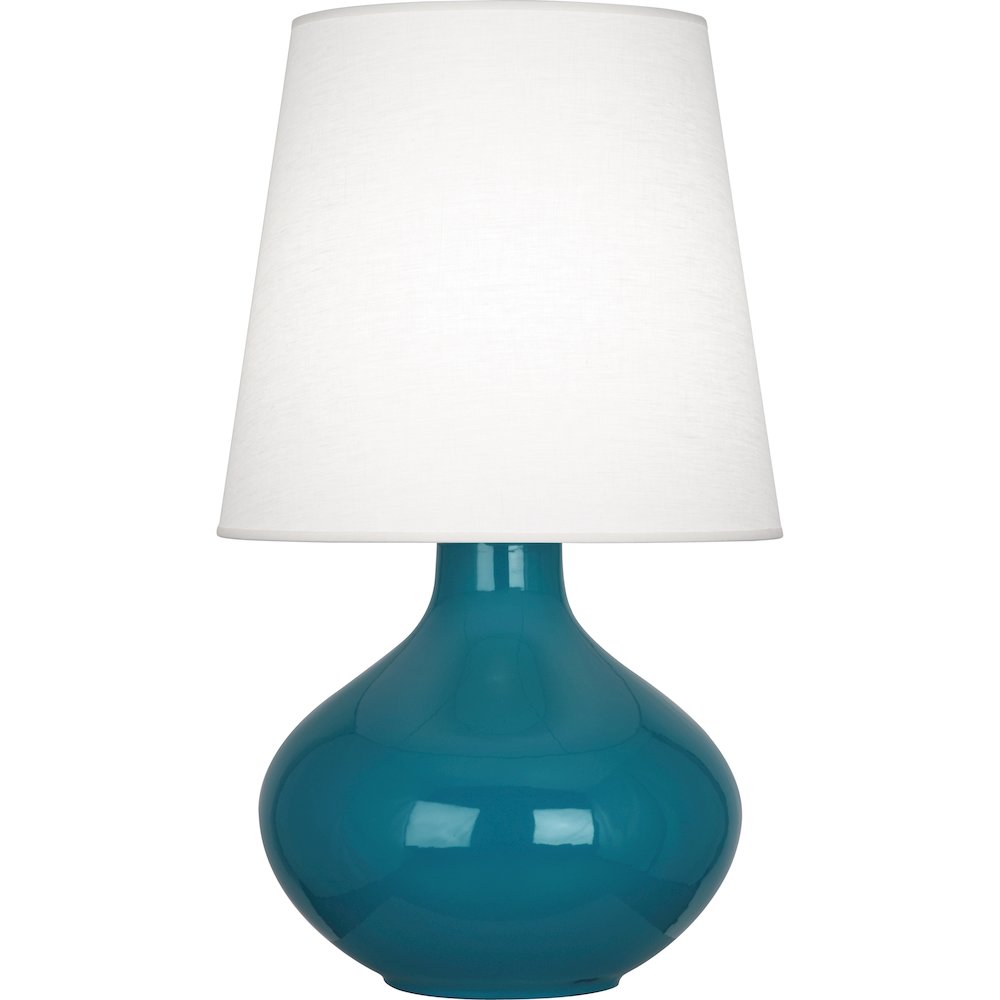 Peacock June Table Lamp in Peacock Glazed Ceramic Color. Picture 1