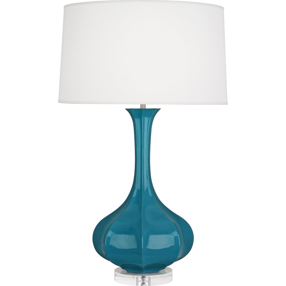 Peacock Pike Table Lamp in Peacock Glazed Ceramic Color. Picture 1