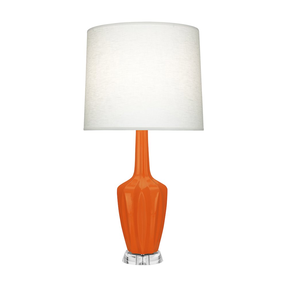 Pumpkin Emma Accent Lamp in Pumpkin Glazed Ceramic Color. Picture 1