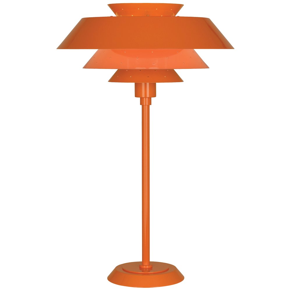Pierce Table Lamp in Pumpkin Gloss Powder Coat Color. Picture 1