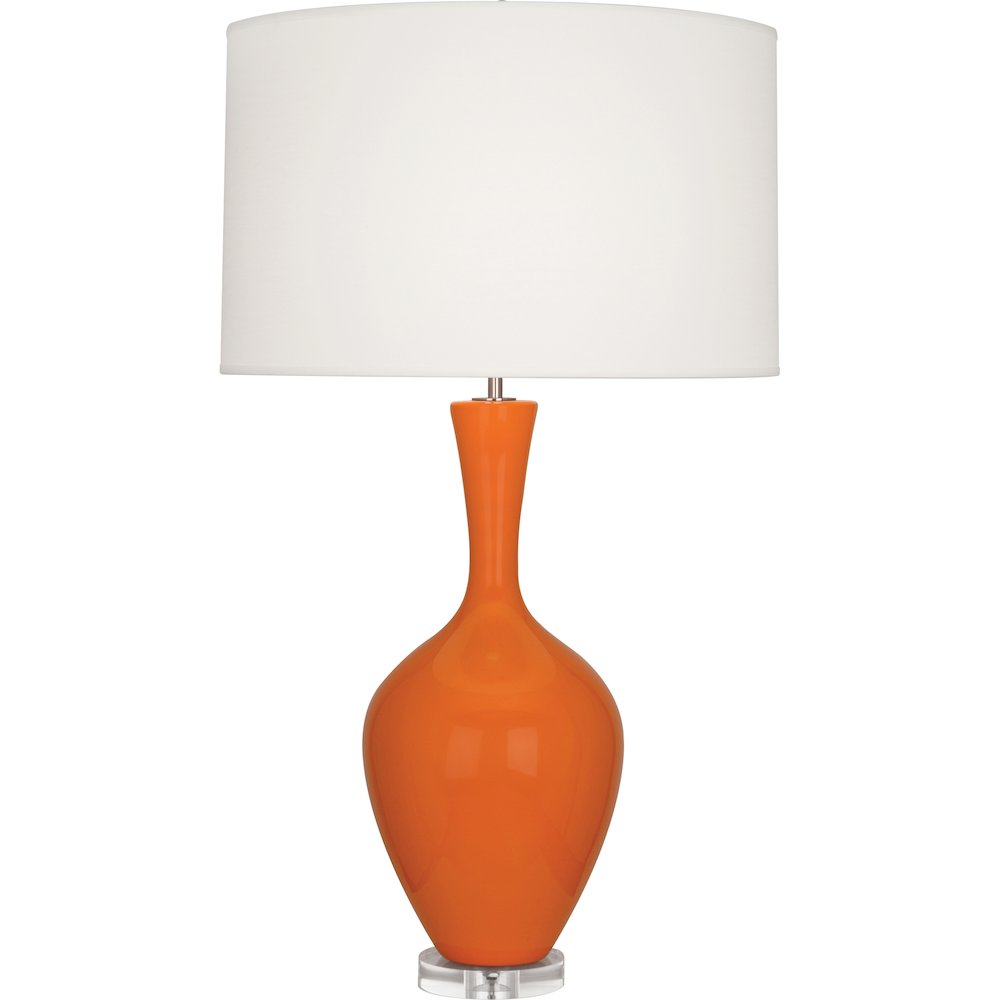 Pumpkin Audrey Table Lamp in Pumpkin Glazed Ceramic Color. Picture 1
