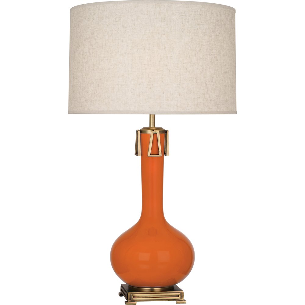Pumpkin Athena Table Lamp in Pumpkin Glazed Ceramic Color. Picture 1