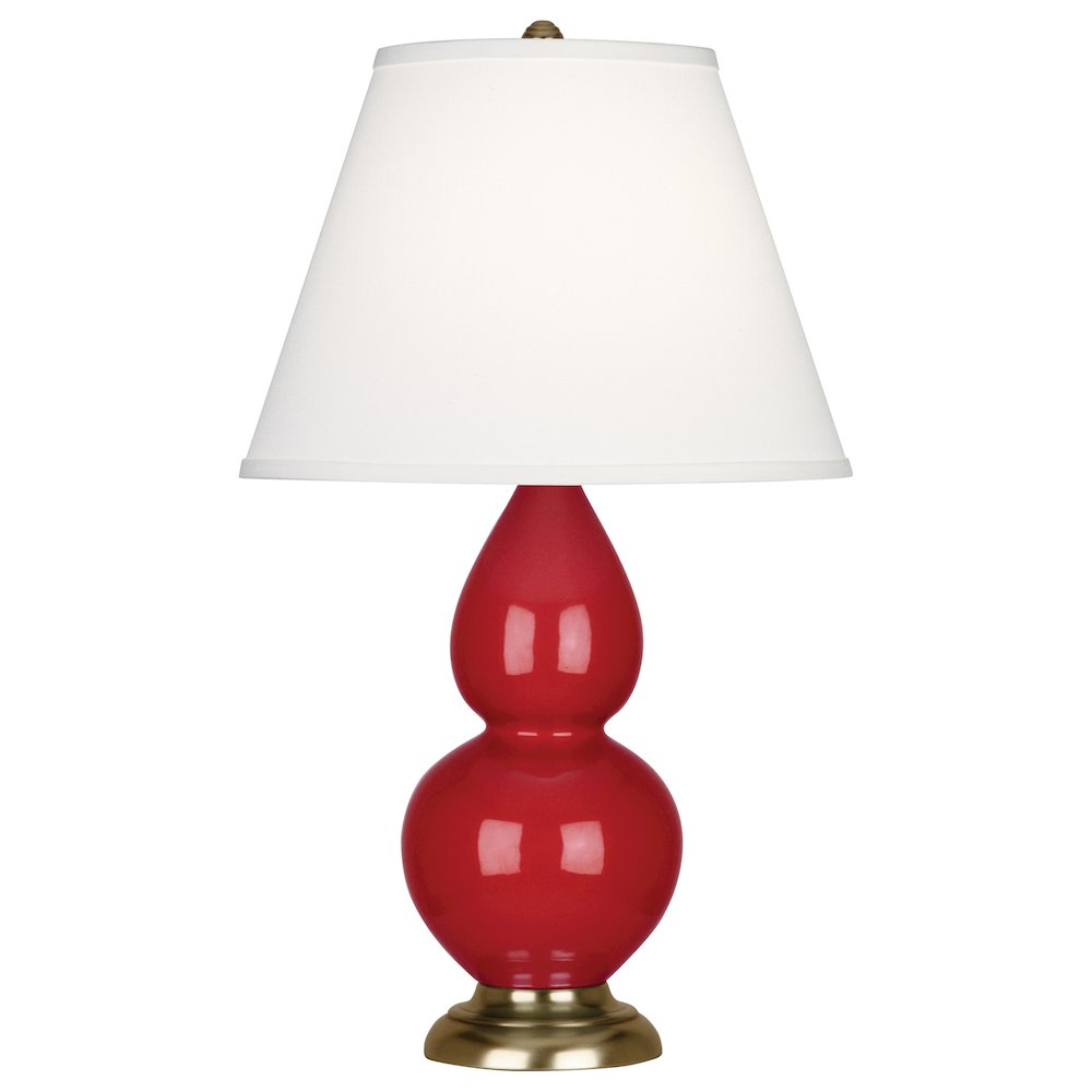 Ruby Red Small Double Gourd Accent Lamp in Ruby Red Glazed Ceramic Color. Picture 1