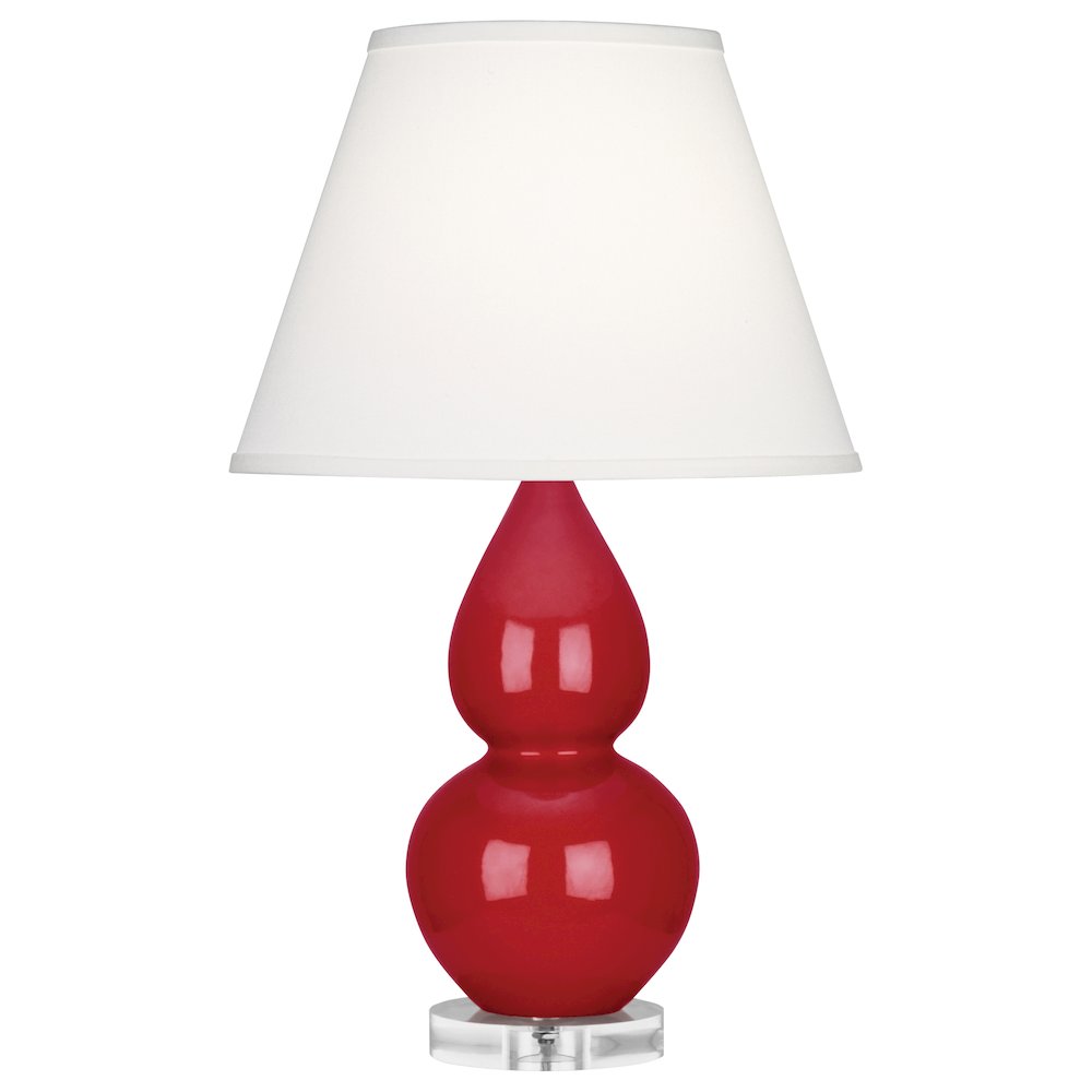 Ruby Red Small Double Gourd Accent Lamp in Ruby Red Glazed Ceramic Color. Picture 1