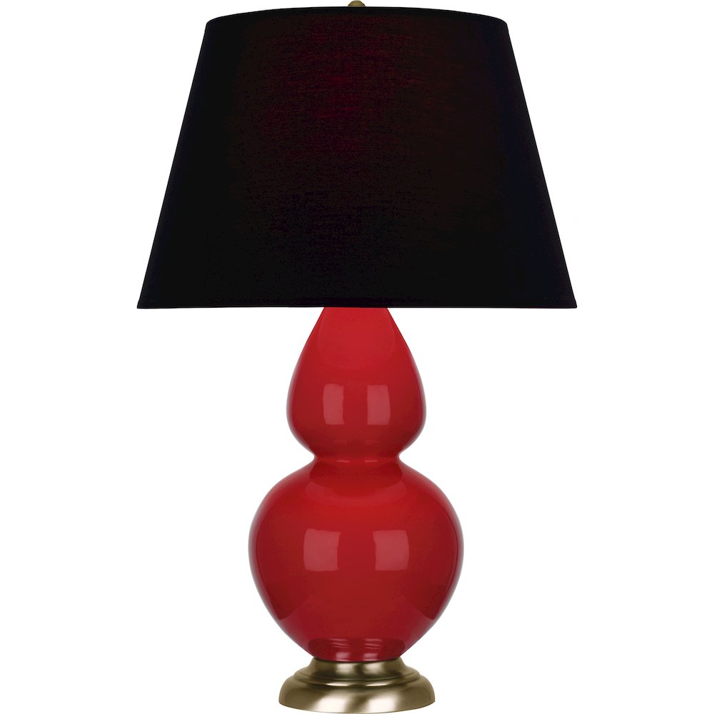 Ruby Red Double Gourd Table Lamp in Ruby Red Glazed Ceramic Color. Picture 1