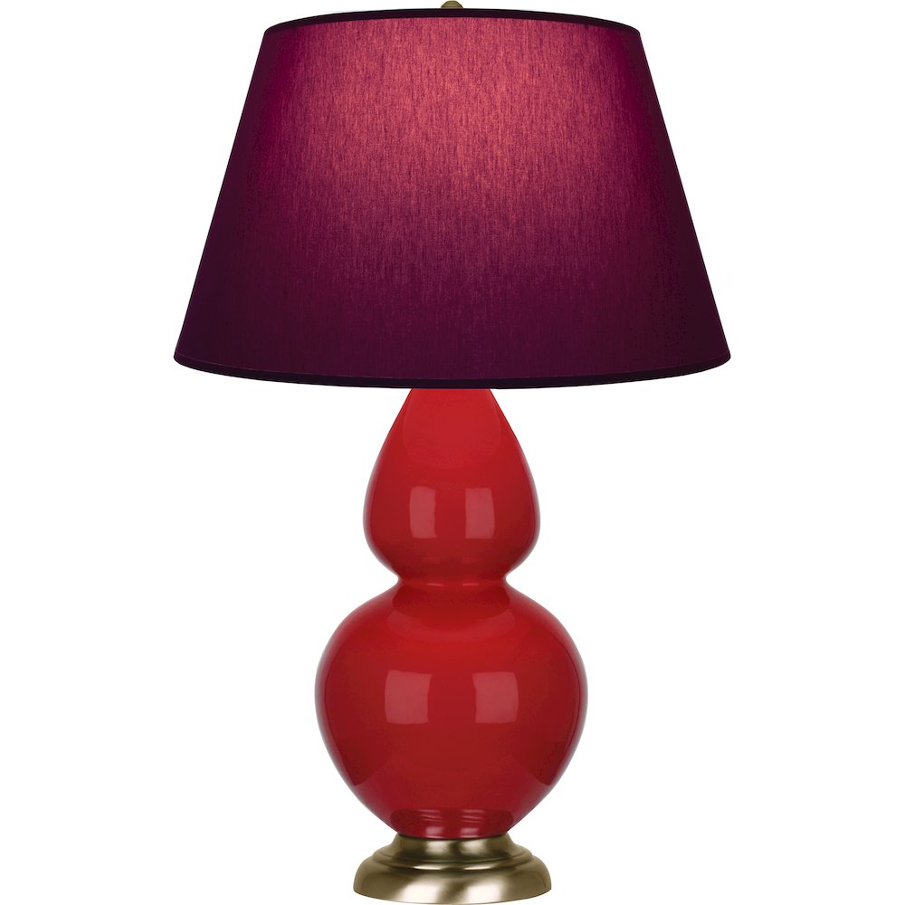 Ruby Red Double Gourd Table Lamp in Ruby Red Glazed Ceramic Color. Picture 1
