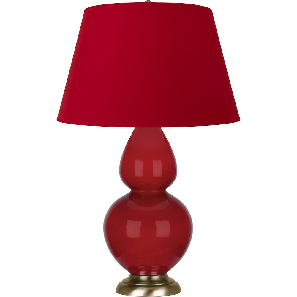 Ruby Red Double Gourd Table Lamp in Ruby Red Glazed Ceramic Color. Picture 1