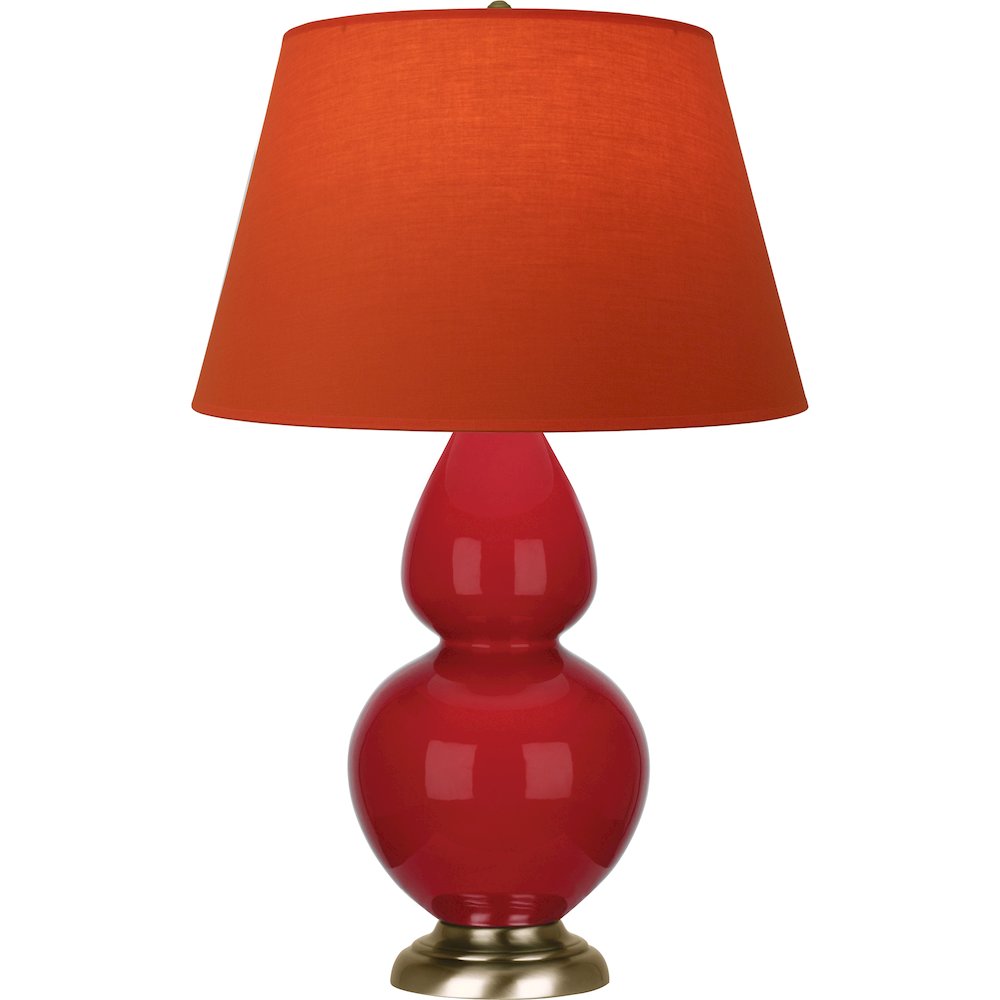 Ruby Red Double Gourd Table Lamp in Ruby Red Glazed Ceramic Color. Picture 1