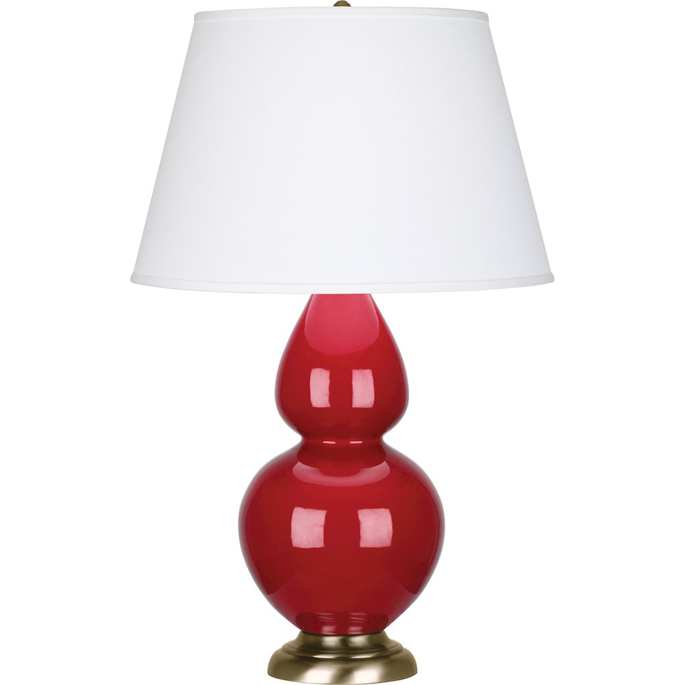 Ruby Red Double Gourd Table Lamp in Ruby Red Glazed Ceramic Color. Picture 1