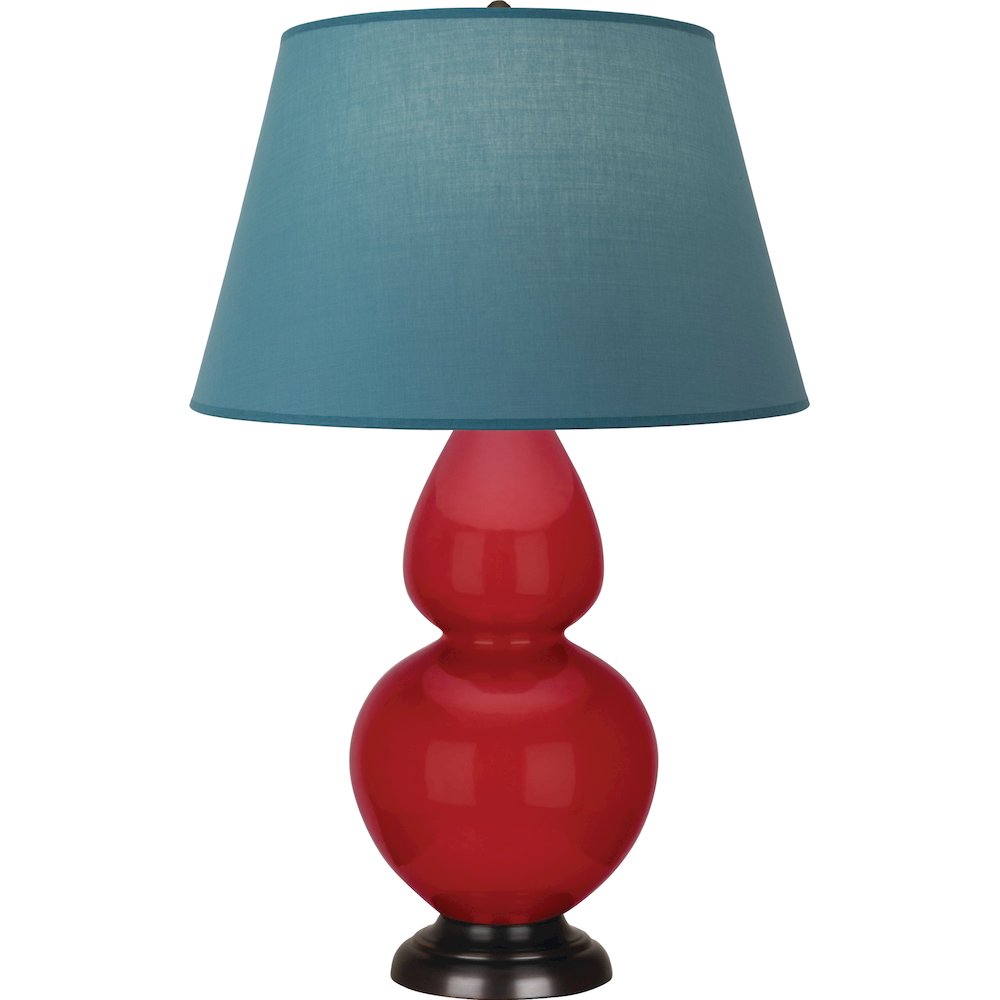 Ruby Red Double Gourd Table Lamp in Ruby Red Glazed Ceramic Color. Picture 1