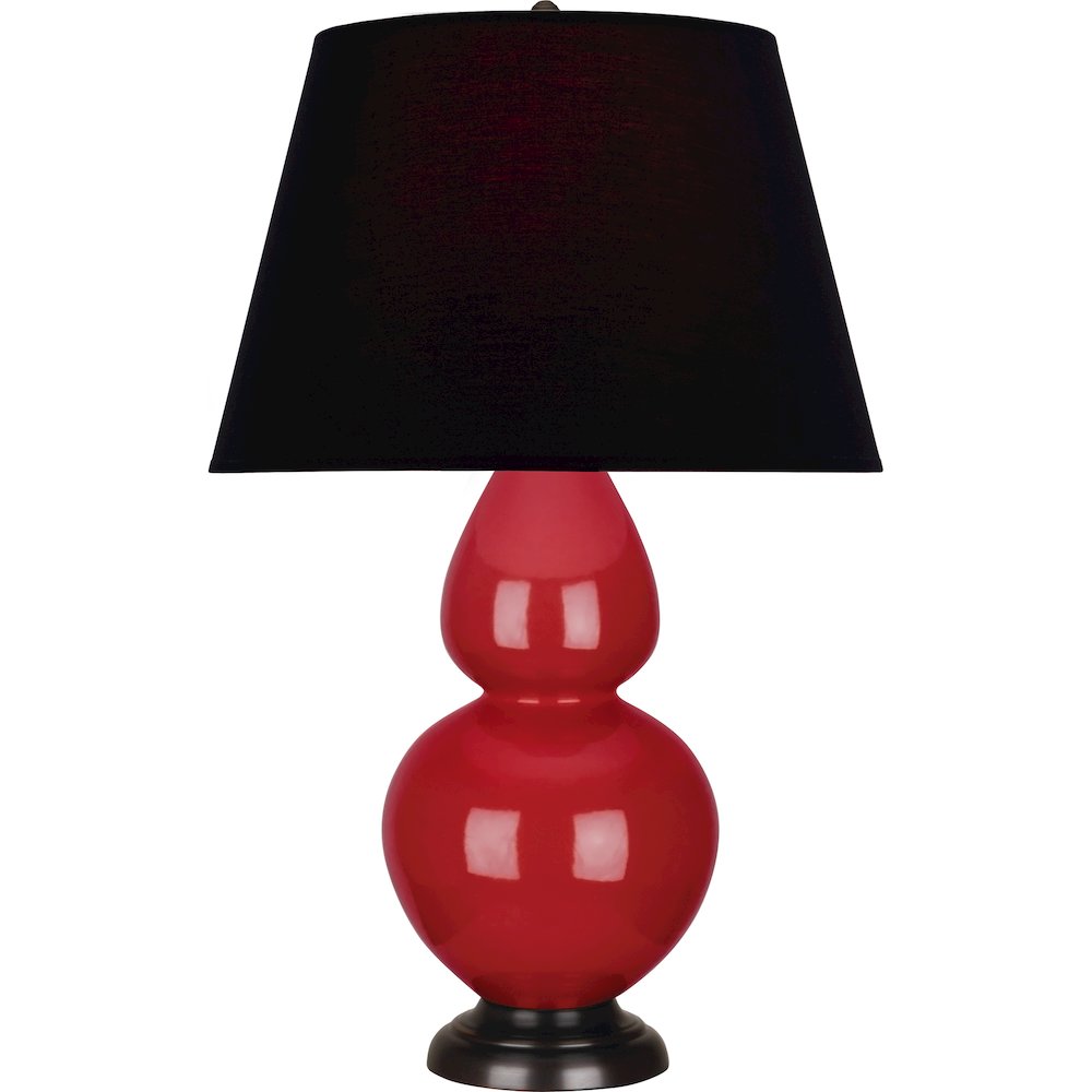 Ruby Red Double Gourd Table Lamp in Ruby Red Glazed Ceramic Color. Picture 1
