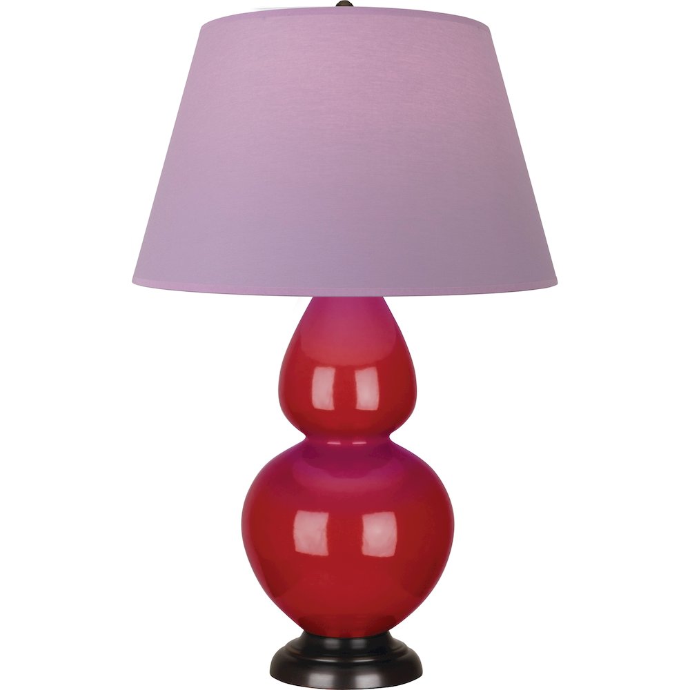 Ruby Red Double Gourd Table Lamp in Ruby Red Glazed Ceramic Color. Picture 1