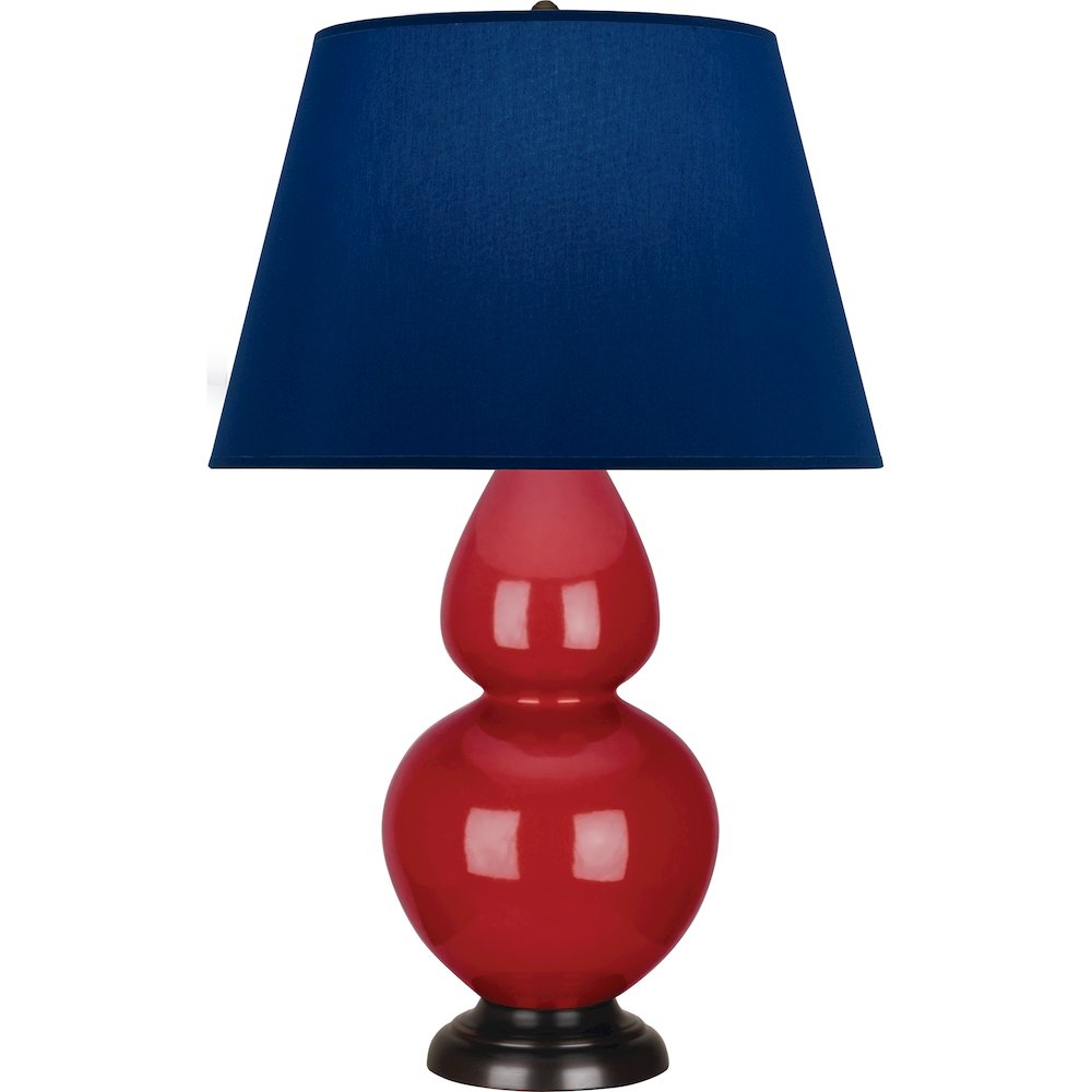 Ruby Red Double Gourd Table Lamp in Ruby Red Glazed Ceramic Color. Picture 1