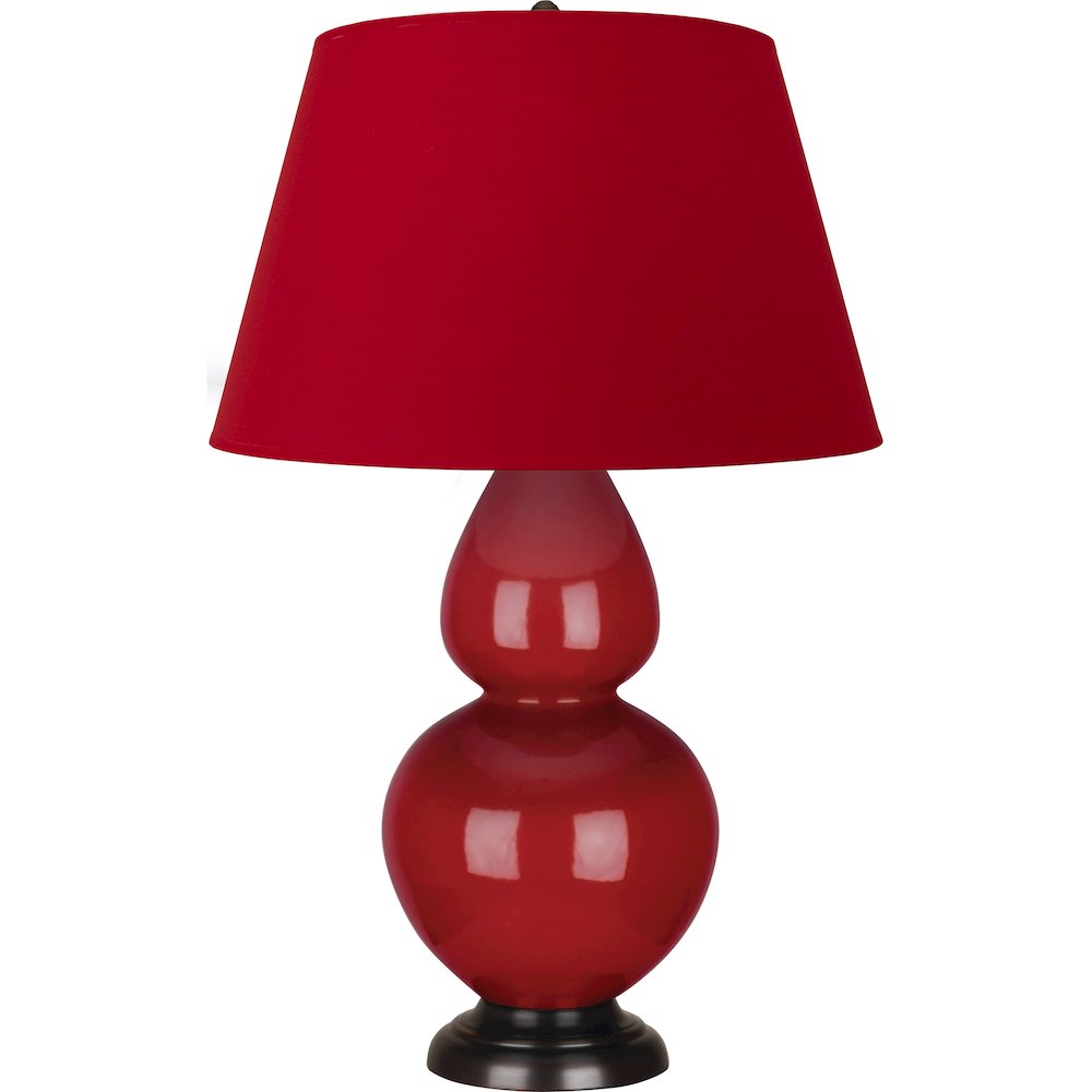 Ruby Red Double Gourd Table Lamp in Ruby Red Glazed Ceramic Color. Picture 1