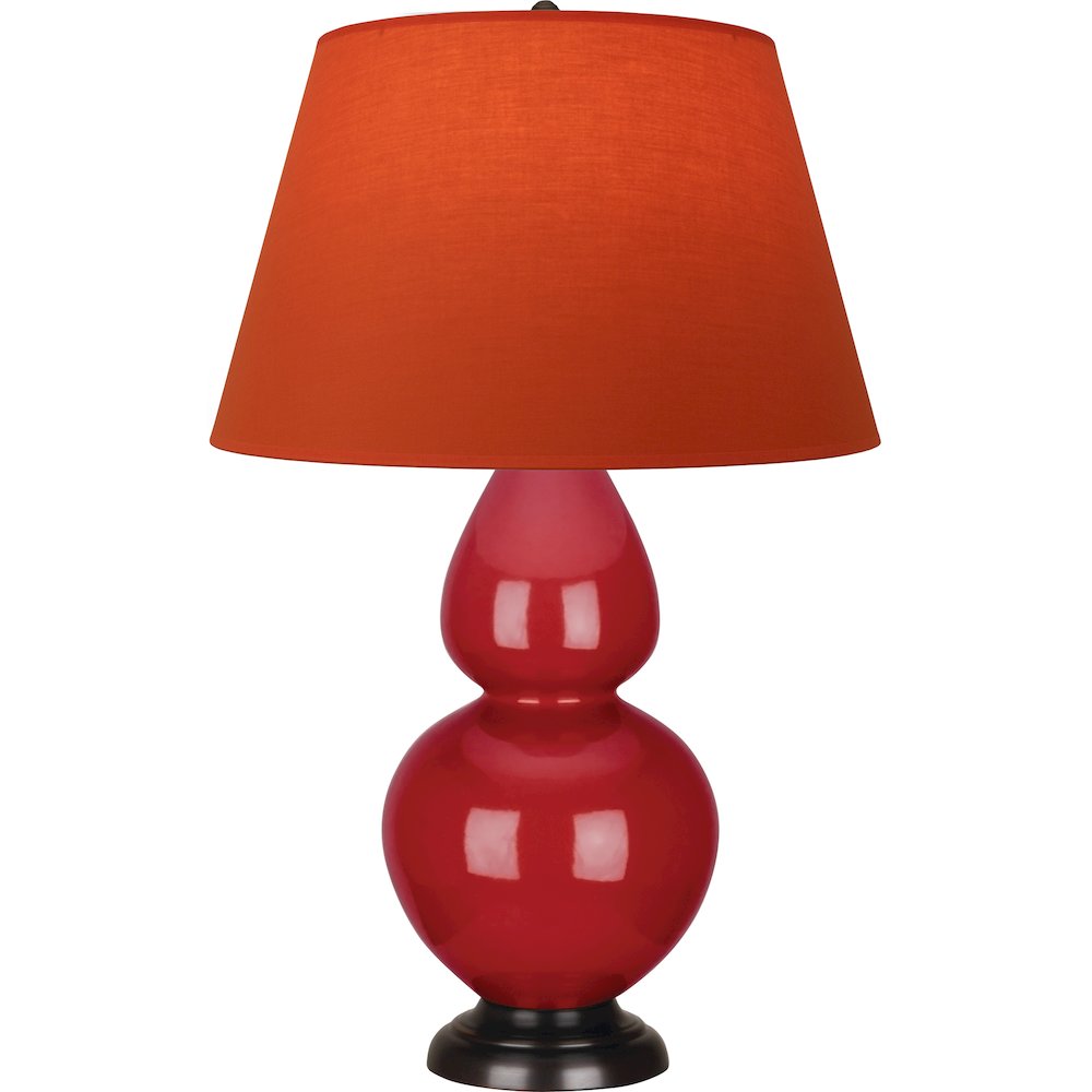 Ruby Red Double Gourd Table Lamp in Ruby Red Glazed Ceramic Color. Picture 1