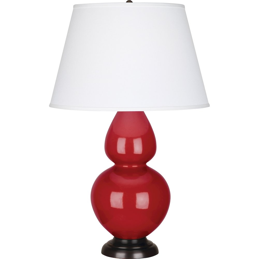 Ruby Red Double Gourd Table Lamp in Ruby Red Glazed Ceramic Color. Picture 1