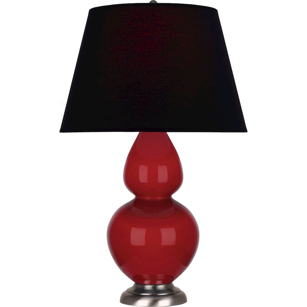 Ruby Red Double Gourd Table Lamp in Ruby Red Glazed Ceramic Color. Picture 1