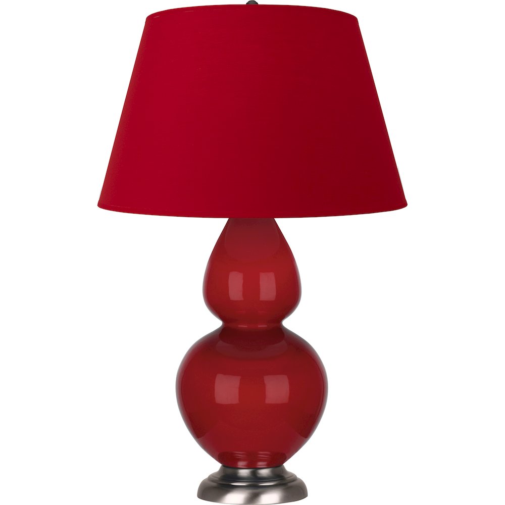 Ruby Red Double Gourd Table Lamp in Ruby Red Glazed Ceramic Color. Picture 1
