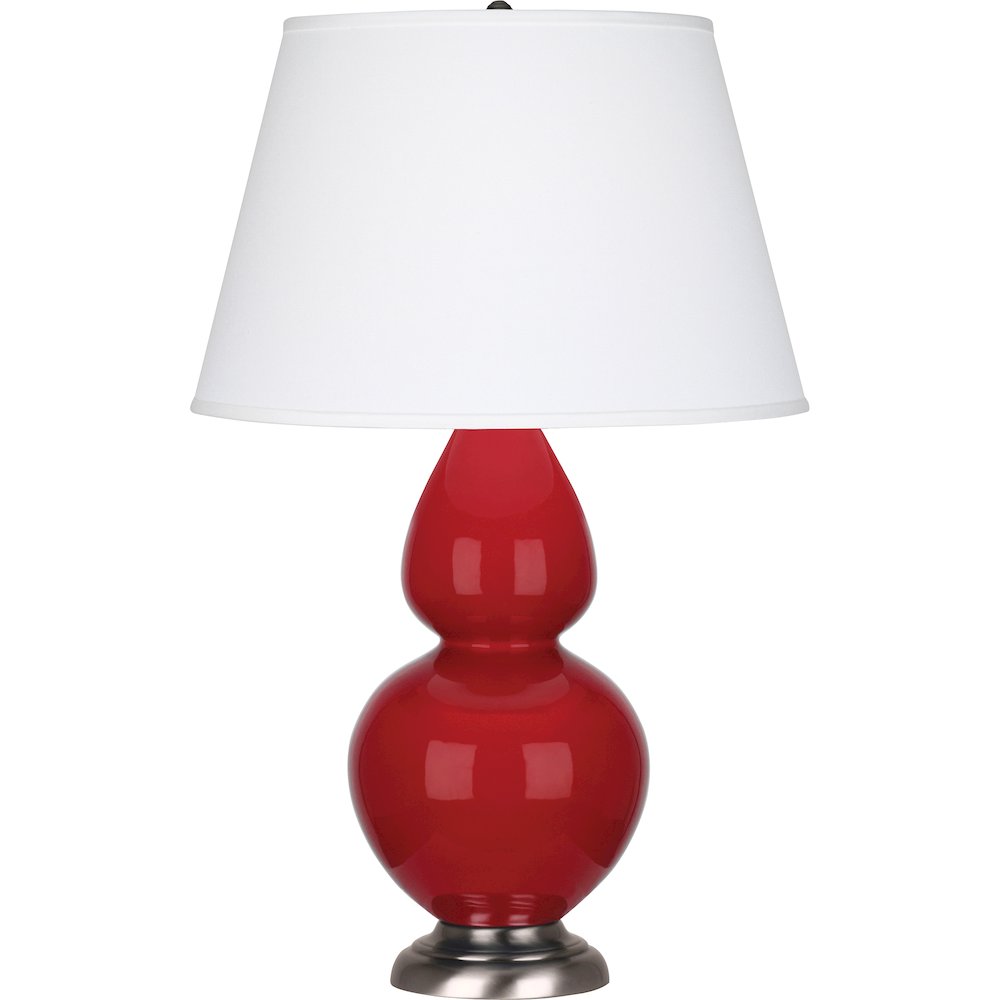 Ruby Red Double Gourd Table Lamp in Ruby Red Glazed Ceramic Color. Picture 1