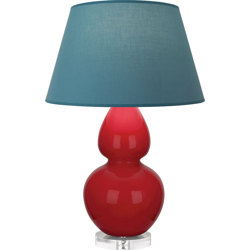 Ruby Red Double Gourd Table Lamp in Ruby Red Glazed Ceramic Color. Picture 1
