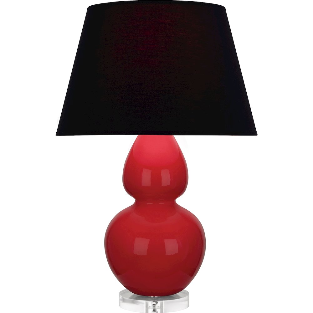 Ruby Red Double Gourd Table Lamp in Ruby Red Glazed Ceramic Color. Picture 1