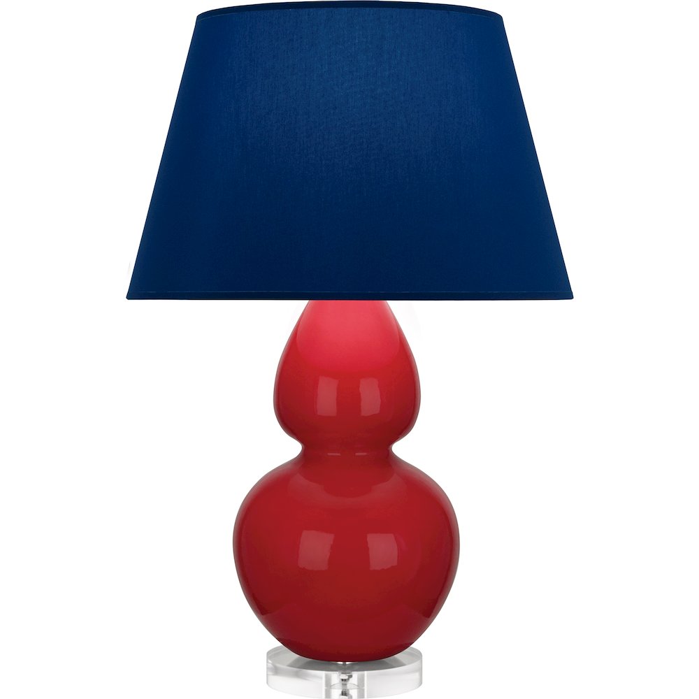 Ruby Red Double Gourd Table Lamp in Ruby Red Glazed Ceramic Color. Picture 1