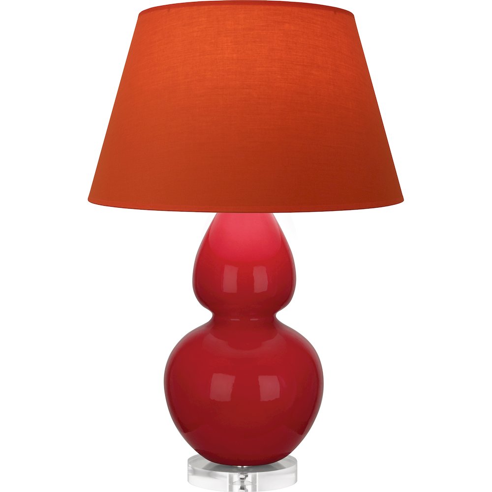Ruby Red Double Gourd Table Lamp in Ruby Red Glazed Ceramic Color. Picture 1