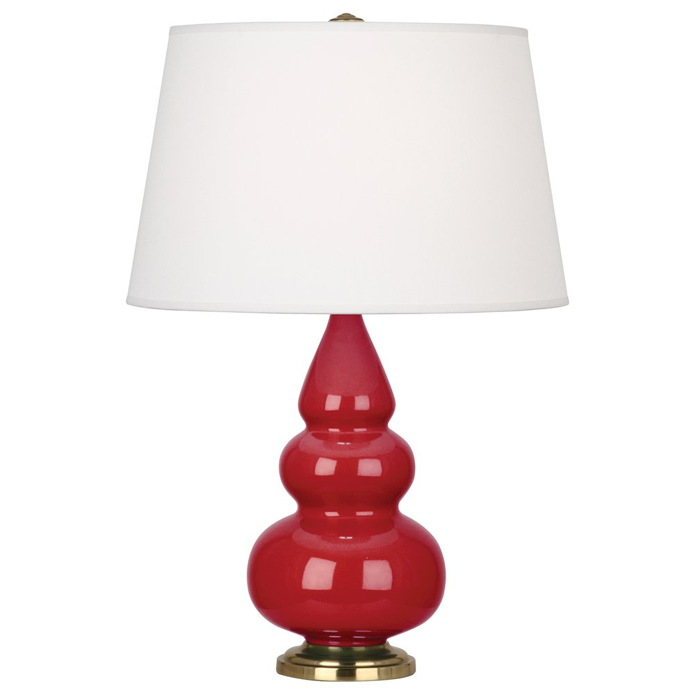 Ruby Red Small Triple Gourd Accent Lamp in Ruby Red Glazed Ceramic Color. Picture 1