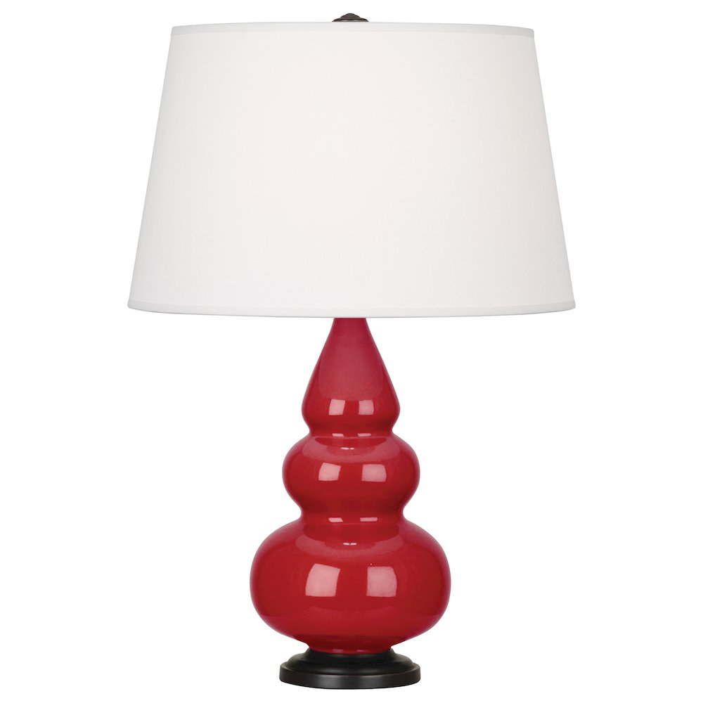 Ruby Red Small Triple Gourd Accent Lamp in Ruby Red Glazed Ceramic Color. Picture 1