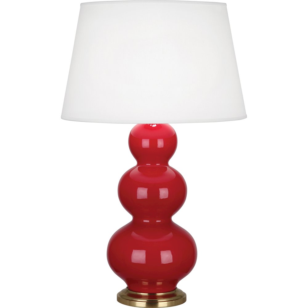 Ruby Red Triple Gourd Table Lamp in Ruby Red Glazed Ceramic Color. Picture 1