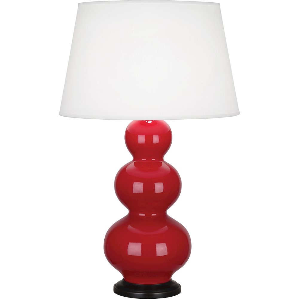 Ruby Red Triple Gourd Table Lamp in Ruby Red Glazed Ceramic Color. Picture 1