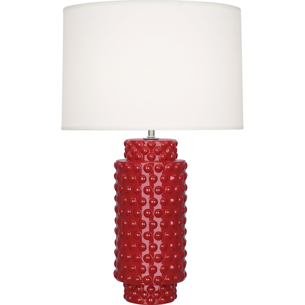 Ruby Red Dolly Table Lamp in Ruby Red Glazed Textured Ceramic Color. Picture 1