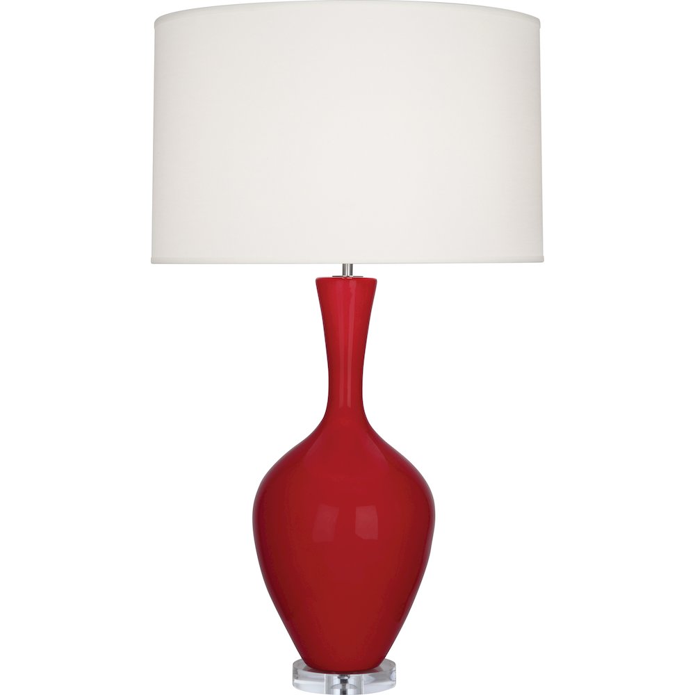 Ruby Red Audrey Table Lamp in Ruby Red Glazed Ceramic Color. Picture 1