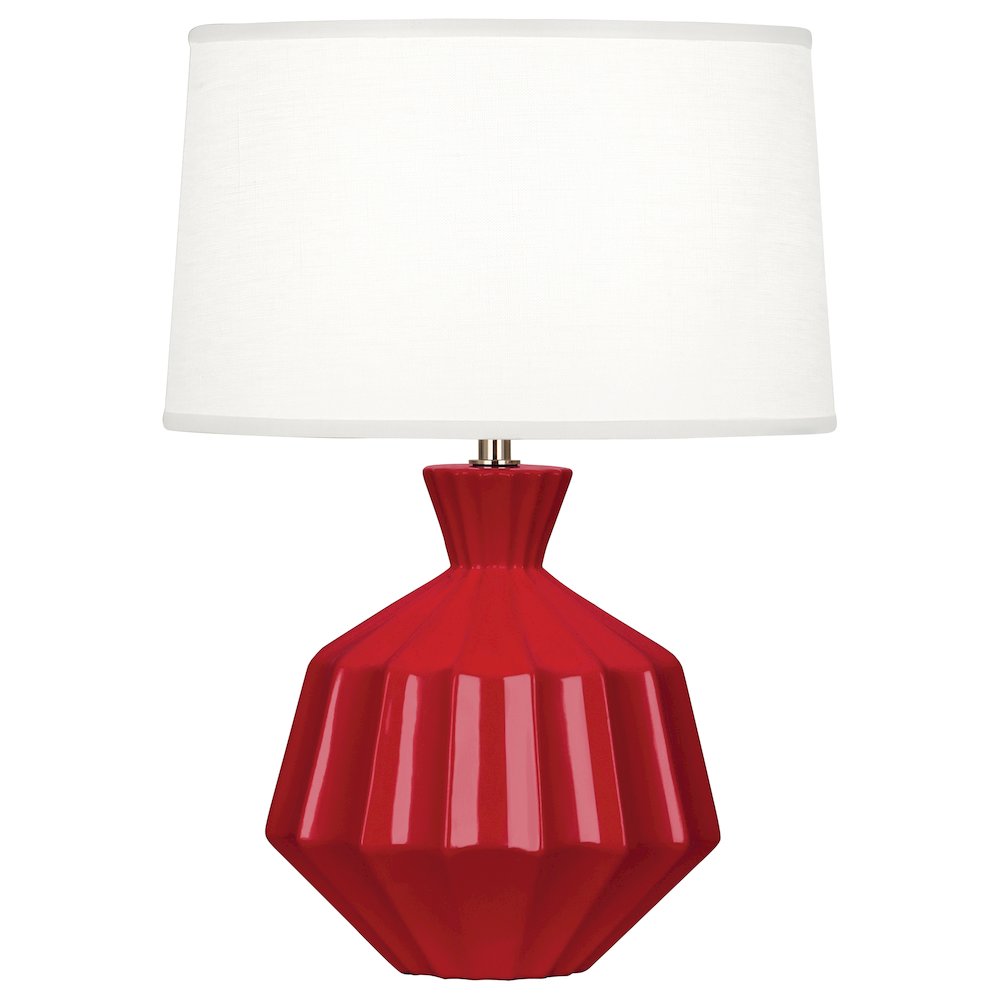 Ruby Red Orion Accent Lamp in Ruby Red Glazed Ceramic Color. Picture 1