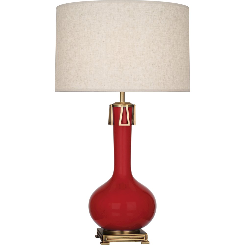 Ruby Red Athena Table Lamp in Ruby Red Glazed Ceramic Color. Picture 1
