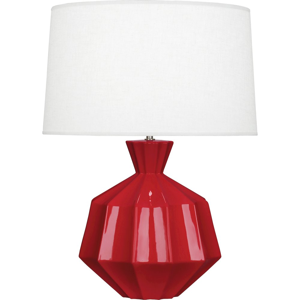 Ruby Red Orion Table Lamp in Ruby Red Glazed Ceramic Color. Picture 1
