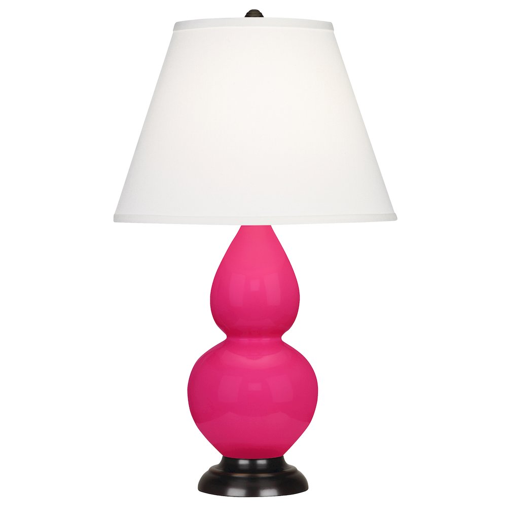 Razzle Rose Small Double Gourd Accent Lamp in Razzle Rose Glazed Ceramic Color. Picture 1
